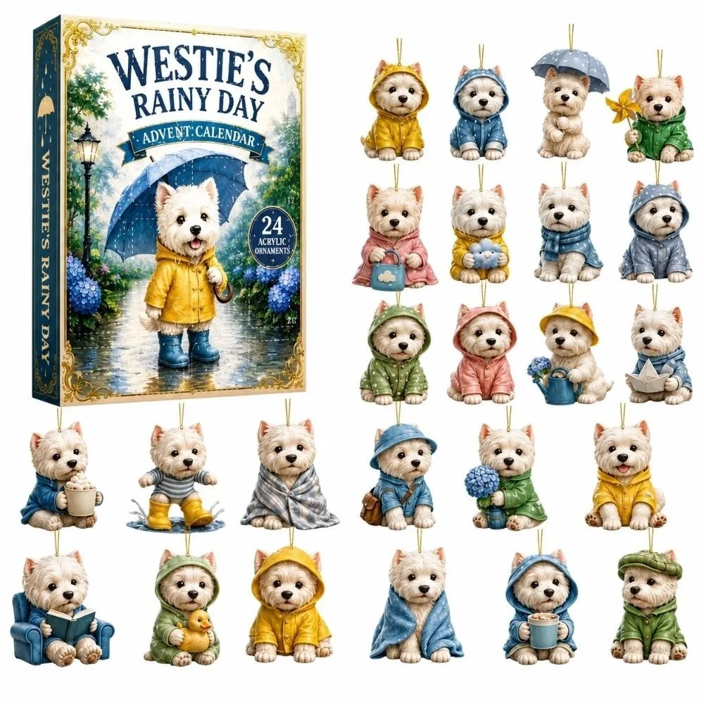 24-Piece Pug Advent Calendar – Acrylic Christmas Ornaments