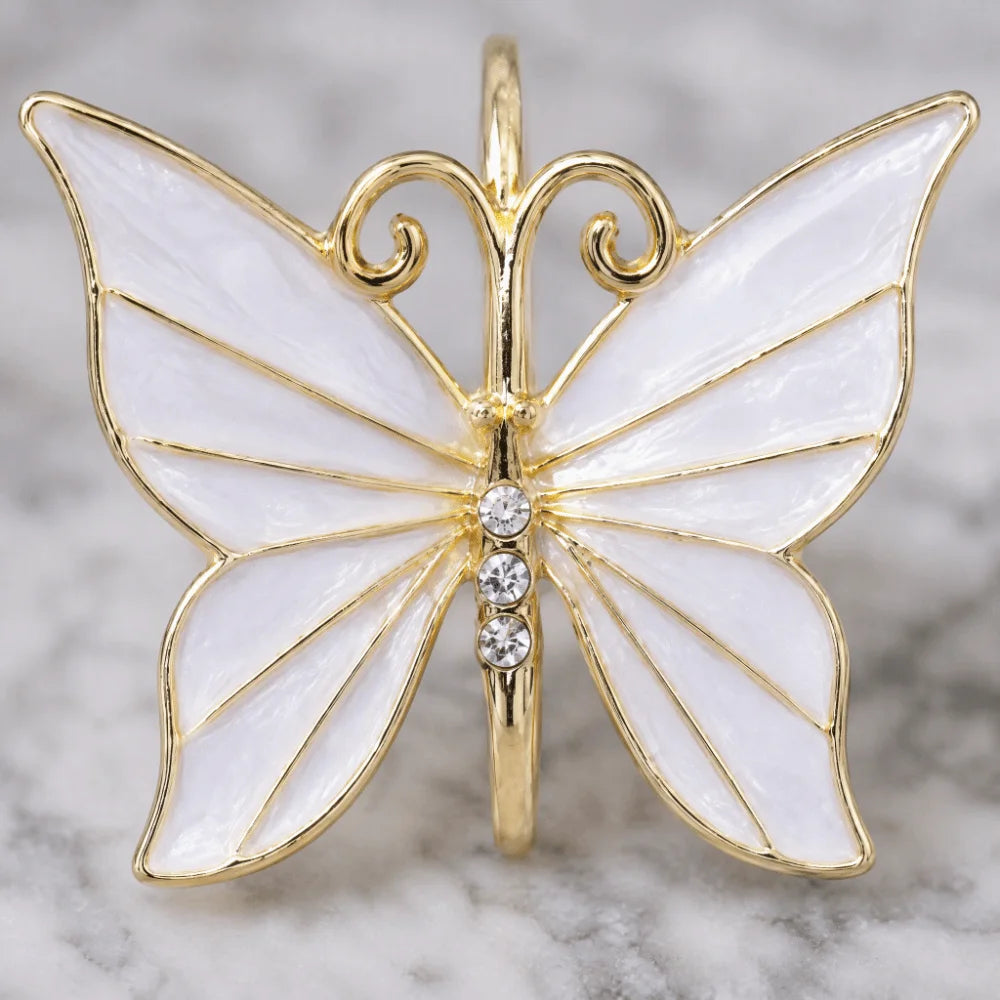 Butterfly Napkin Rings Set of 6 – White Alloy Table Décor