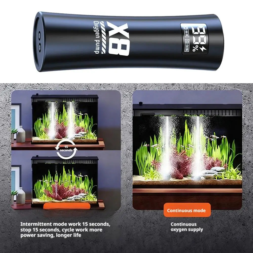 USB Rechargeable Portable Fish Aerator Pump – Dual Motor 48H