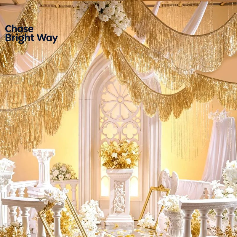 Metallic Foil Fringe Tassel Garland – Multicolor Party Décor