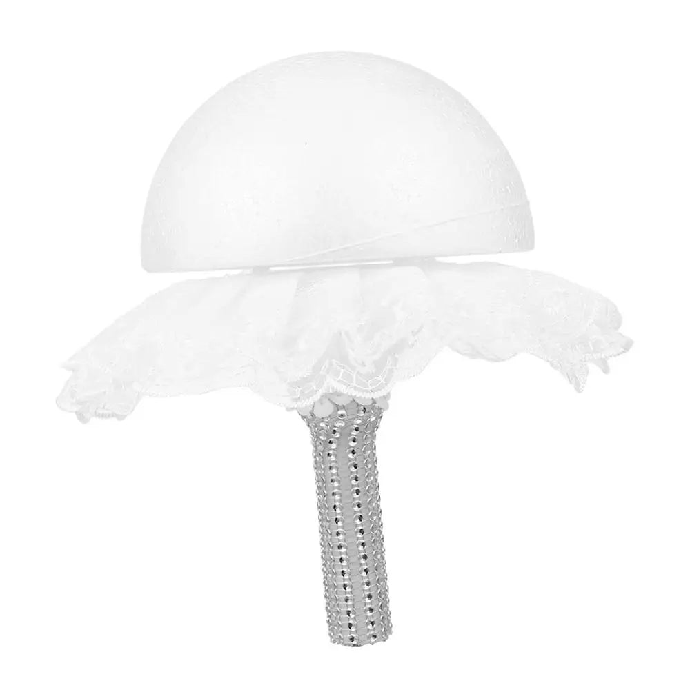White Lace Foam Bouquet Holder – DIY Bridal Floral Handle