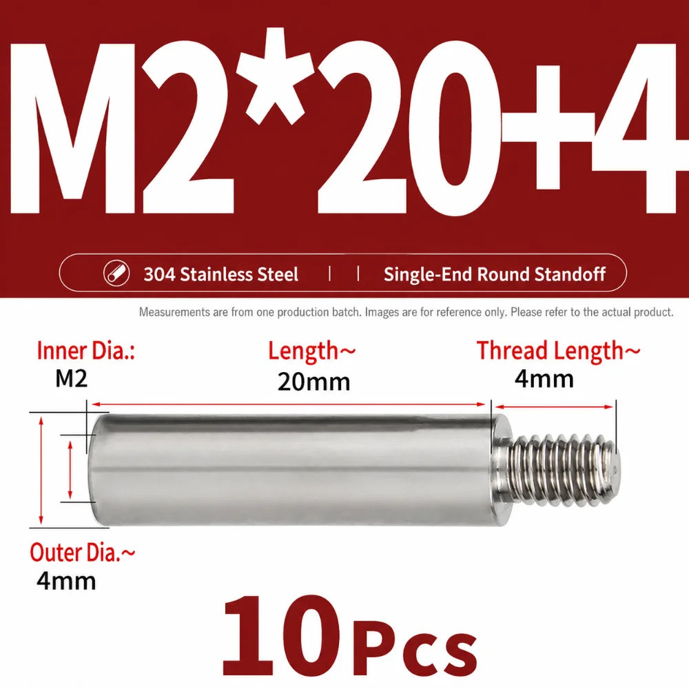 M2–M10 304 Stainless Steel PCB Standoff Spacer Pillars – 10 Pack