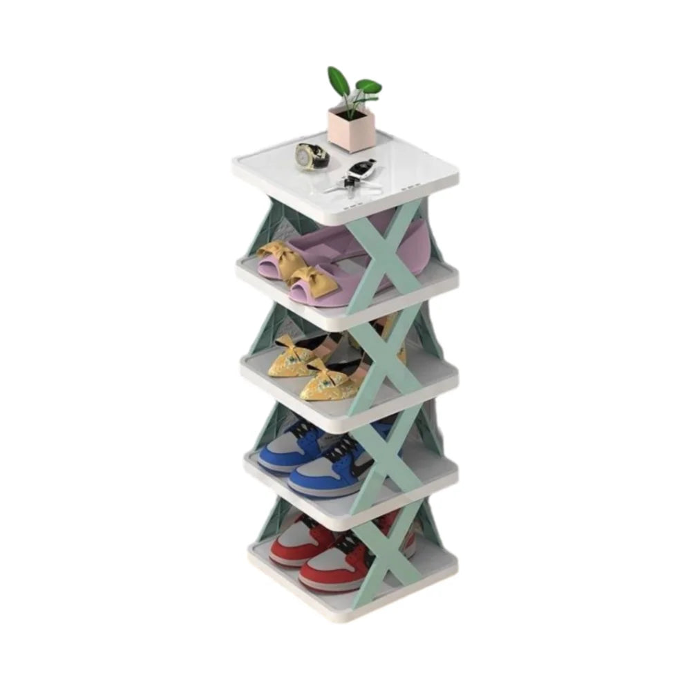 Folding X-Shape Shoe Rack – Detachable Plastic Shoe Organizer