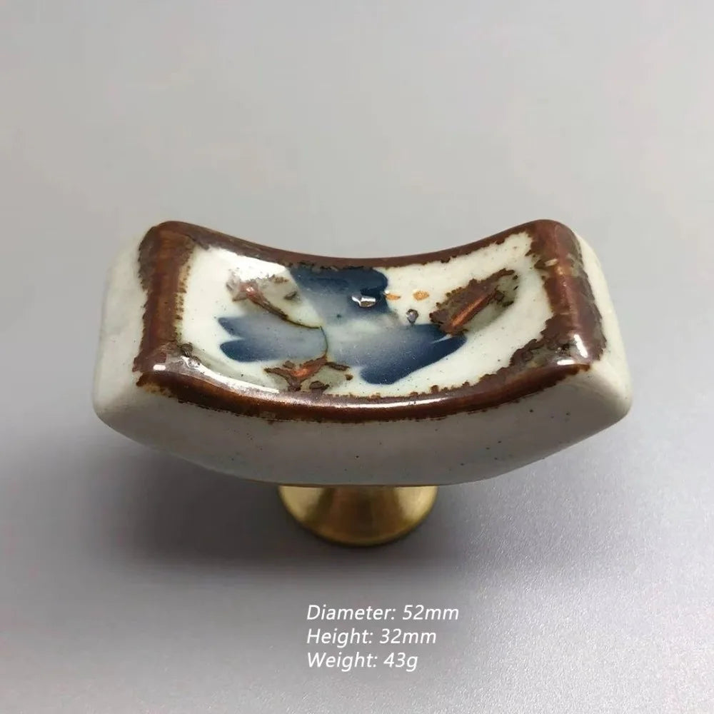 Vintage Ceramic Drawer Pulls – Single Hole Painted Cabinet Knobs