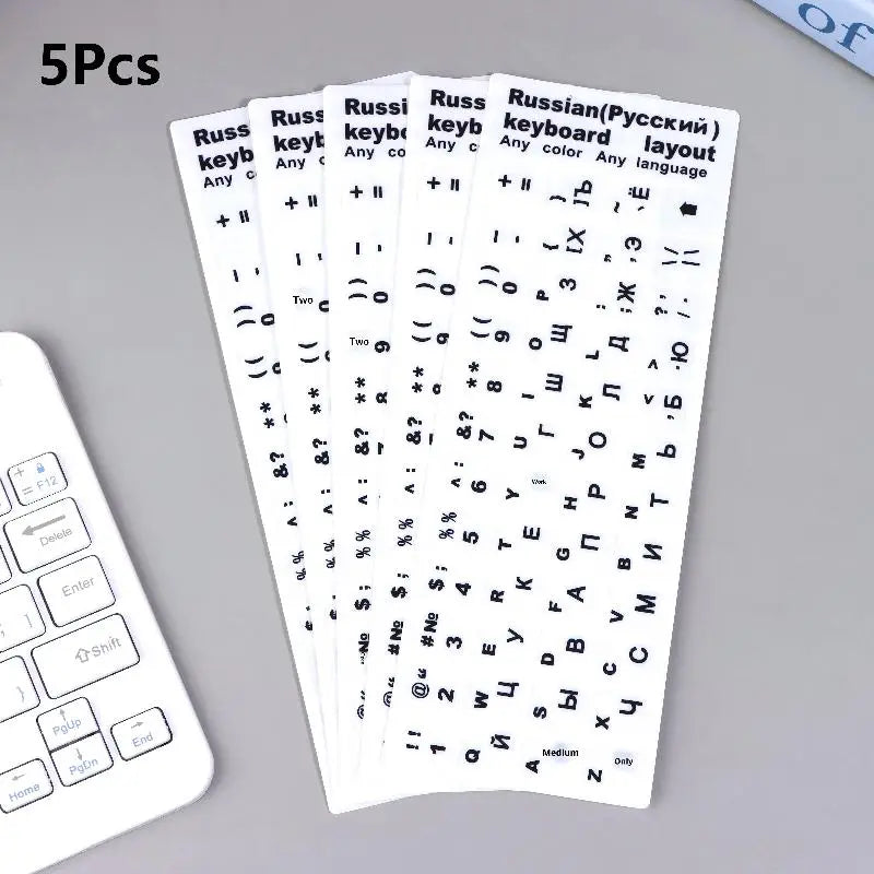 Russian Keyboard Stickers – Waterproof PVC Decals 5-Pack