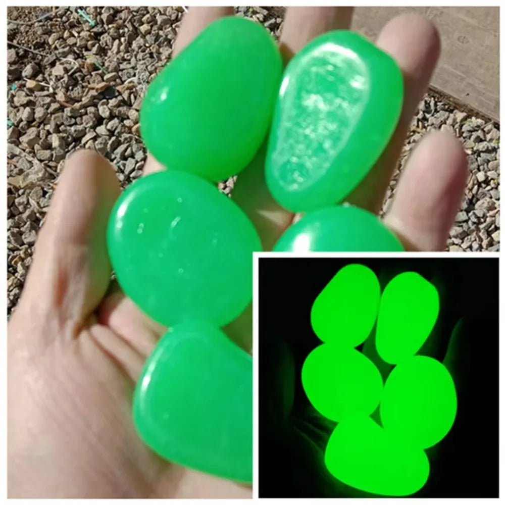 Glow in the Dark Garden Pebbles – 10 Resin Luminous Stones