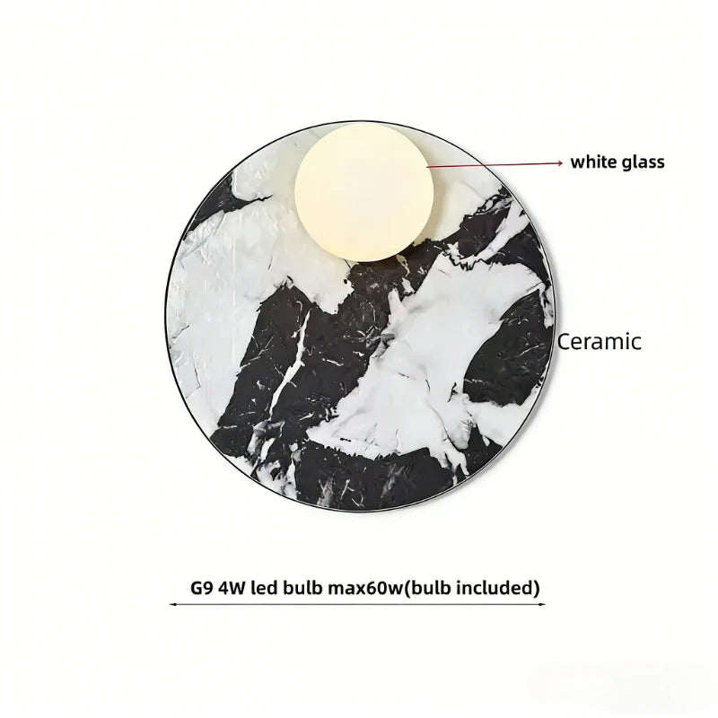 White Marble LED Wall Sconce – Wabi Sabi Stone Wall Lamp