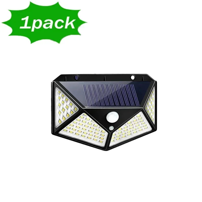 Solar Wall Light 100 LED PIR Motion Sensor IP65 Outdoor Garden