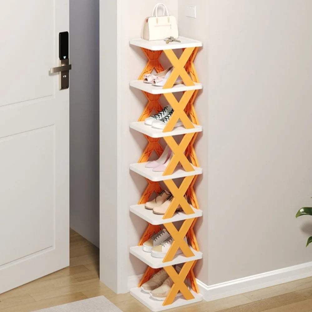 Folding X-Shape Shoe Rack – Detachable Plastic Shoe Organizer