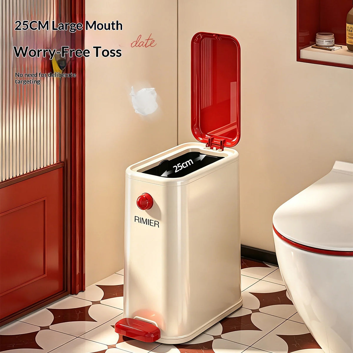 Slim Foot Pedal Trash Can – Narrow Space-Saving Waste Bin