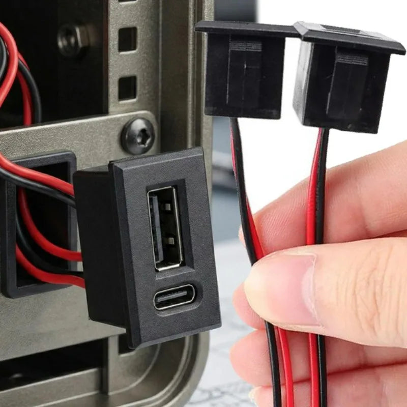 Dual USB Type-C 12V Waterproof Panel Socket – Car, Boat & RV
