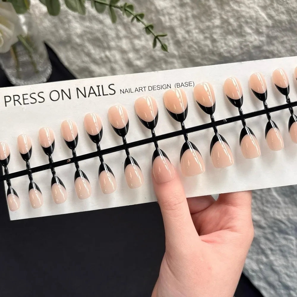 30-Piece Almond Press On Nails – Matte Nude & Glossy Finish