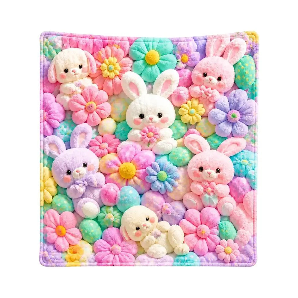 Teddy Bear Floral Flannel Blanket – Soft Kids Nap Throw