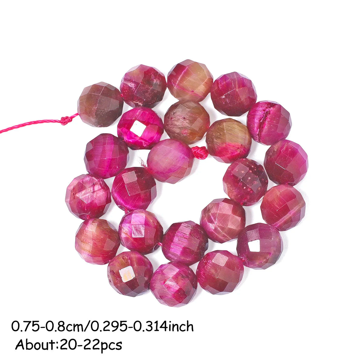 Rose Red Tiger Eye Stone Beads – AAA Faceted Round Loose Spacer