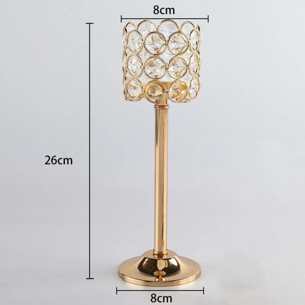 Retro Golden Crystal Metal Candlestick Holder | European Style