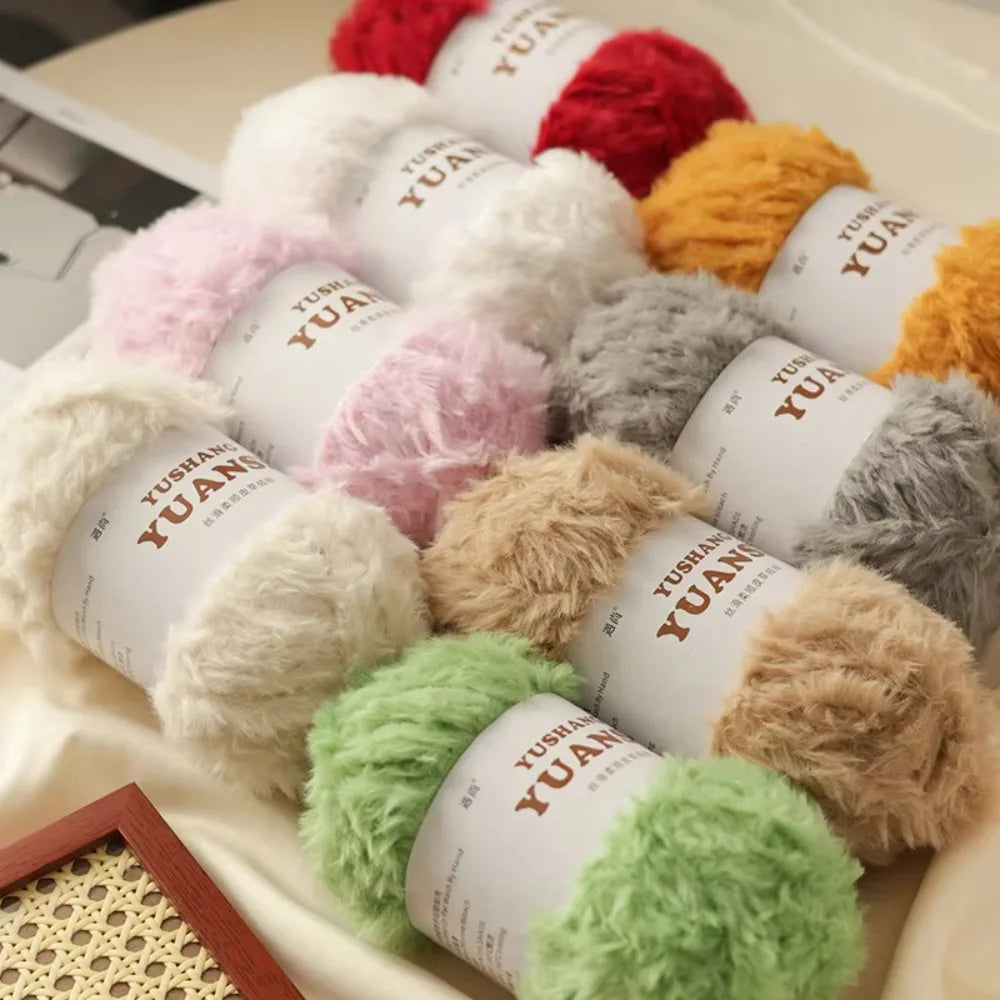 100g Faux Mink Fur Yarn – Soft Long Pile Knitting & Crochet