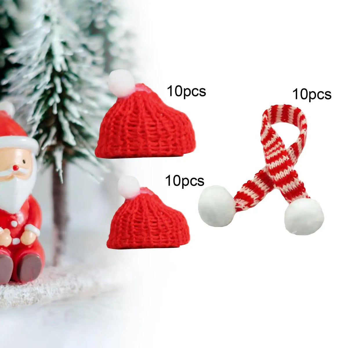 Mini Christmas Santa Hat & Scarf Set – DIY Craft Ornaments