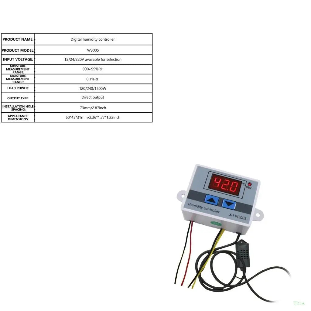 T21A Digital Humidity Controller Switch 0–99% RH Sensor
