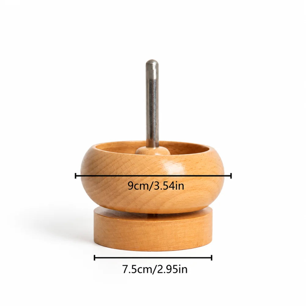 Wooden Bead Spinner Bowl & Needle – DIY Jewelry Making Tool