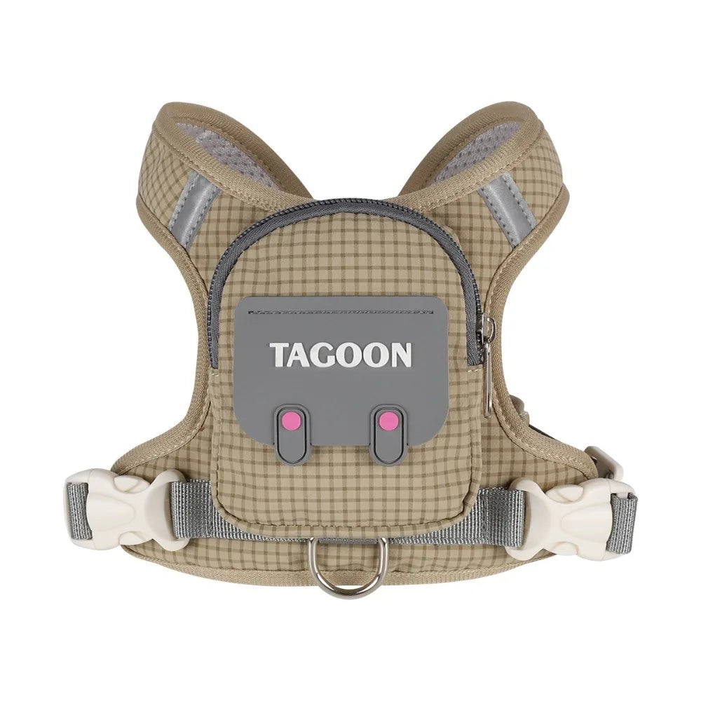 Adjustable Dog Backpack Harness – Reflective Plaid Outdoor Bag