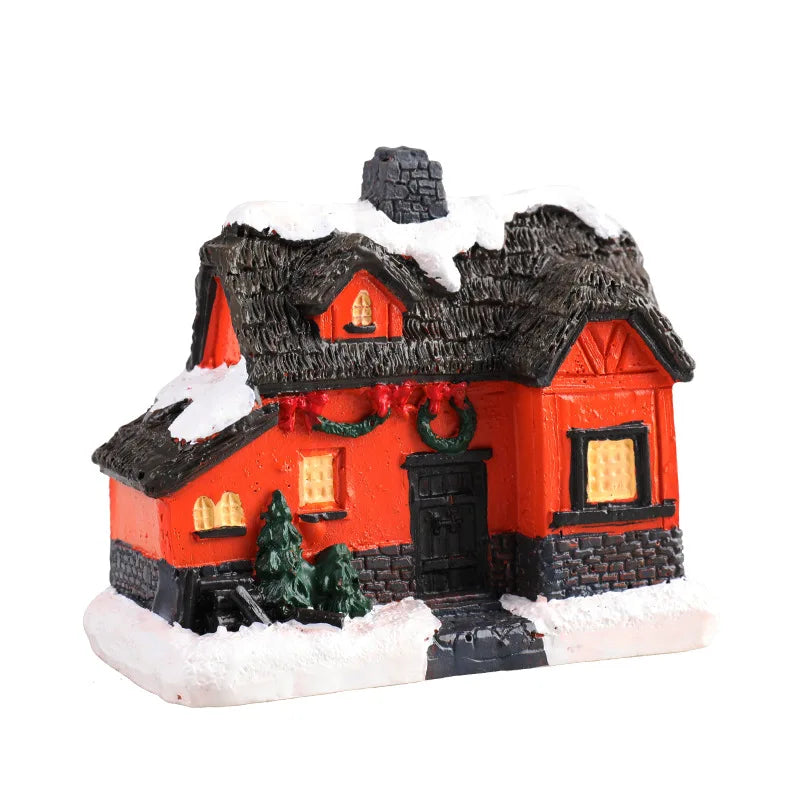 Resin Christmas Village House LED Ornament – 8 Styles