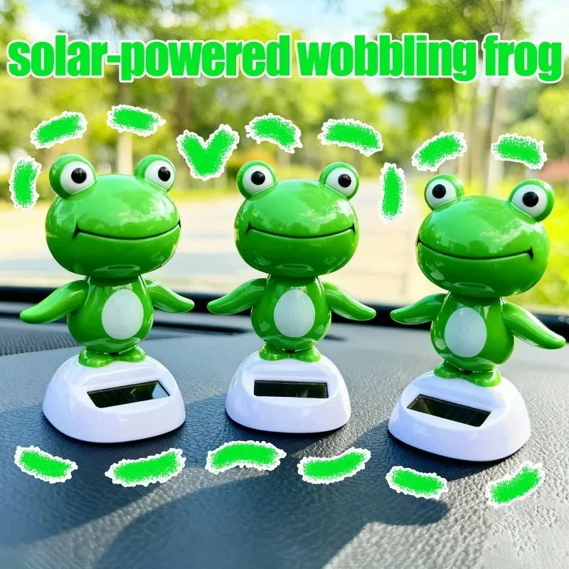Solar Nodding Frog Car Dashboard Ornament – No Battery