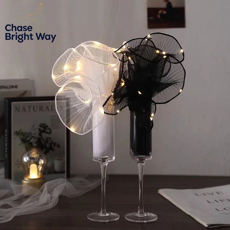 LED Light-Up Mesh Lace Yarn 2M – Bouquet Wrap for Weddings
