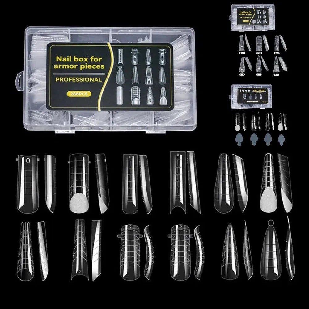 Mixed 12-Type Nail Tips Set – Pointed & French Mold False Nails
