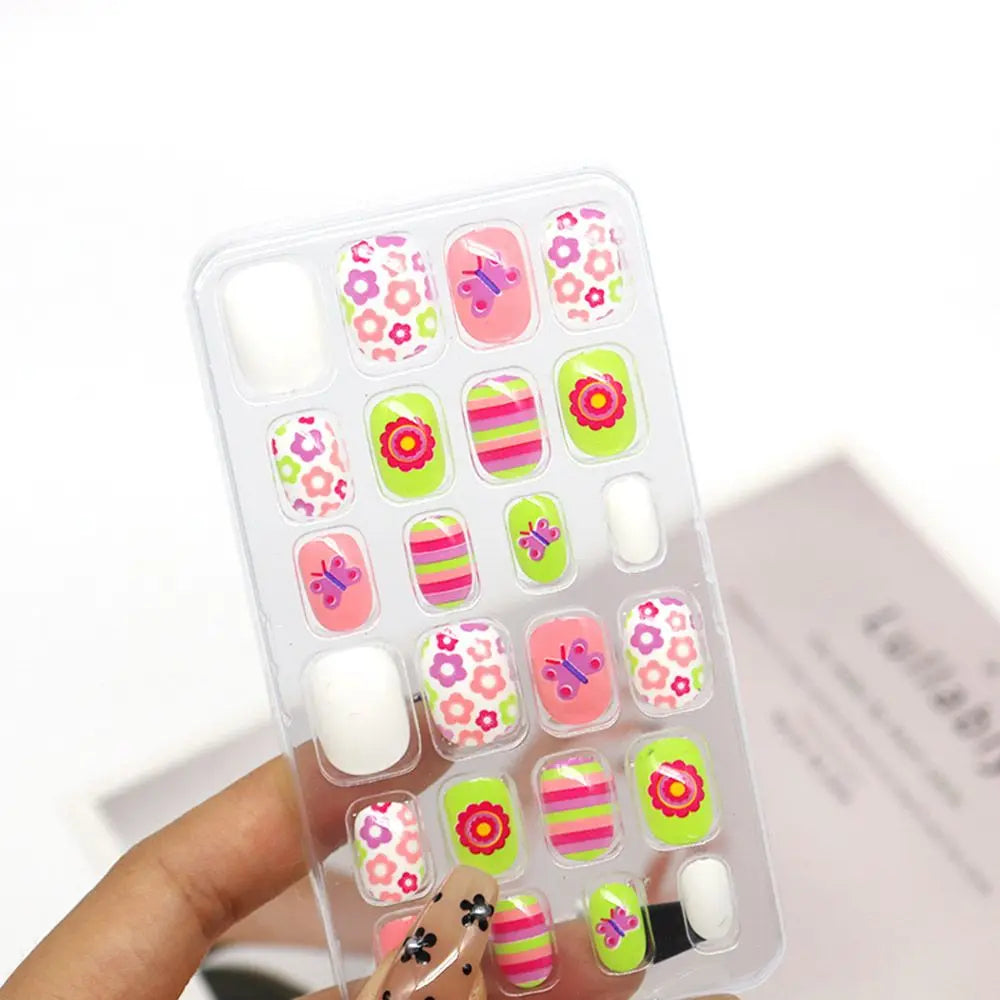24-Pc Cartoon Y2K Press-On False Nails | Short Square Full Cover