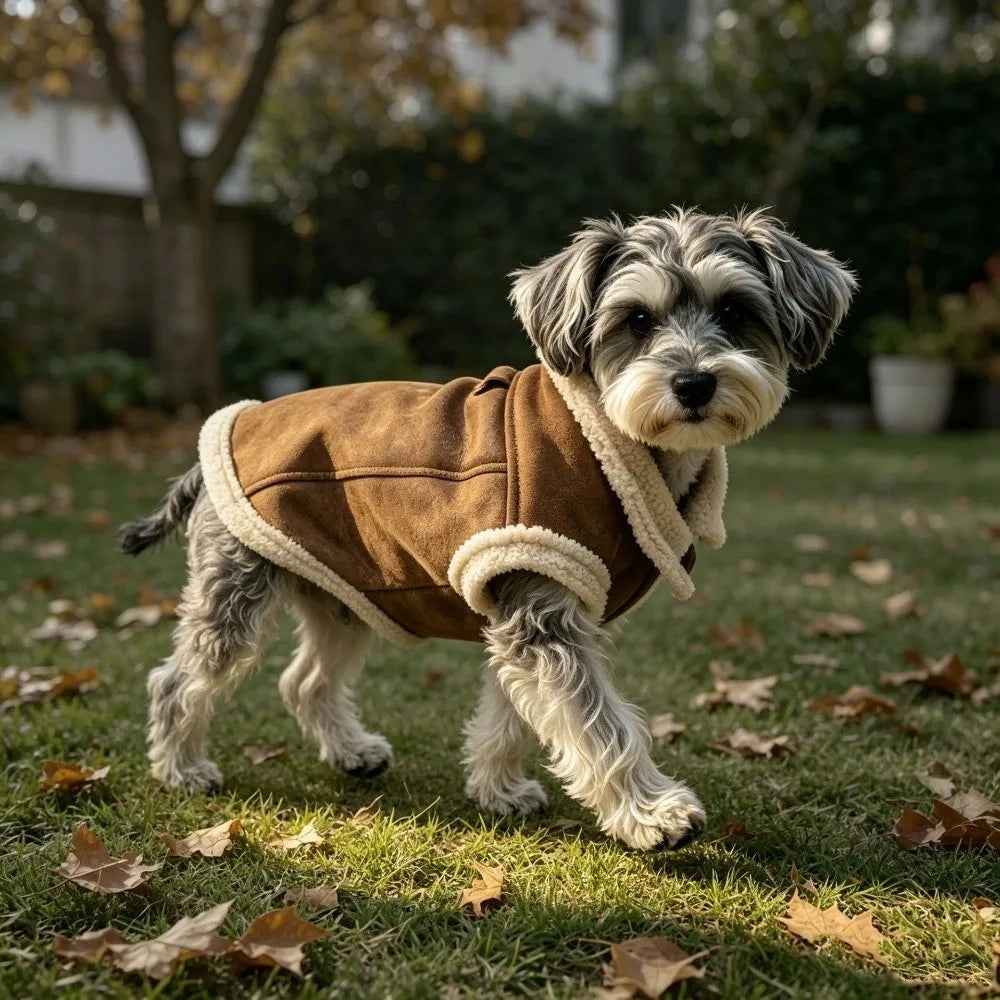 Small Dog Padded Vest Coat – Cotton Sleeveless Jacket & Leash Buckle