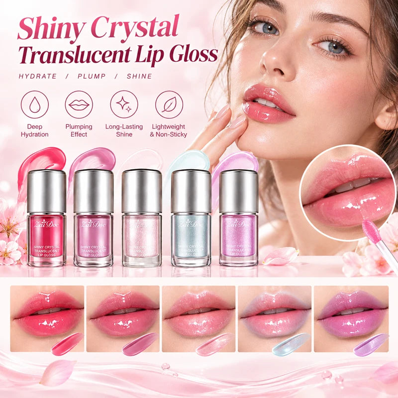 ZaiDoc 5-Color Crystal Lip Gloss Set – High Shine & Hydrating