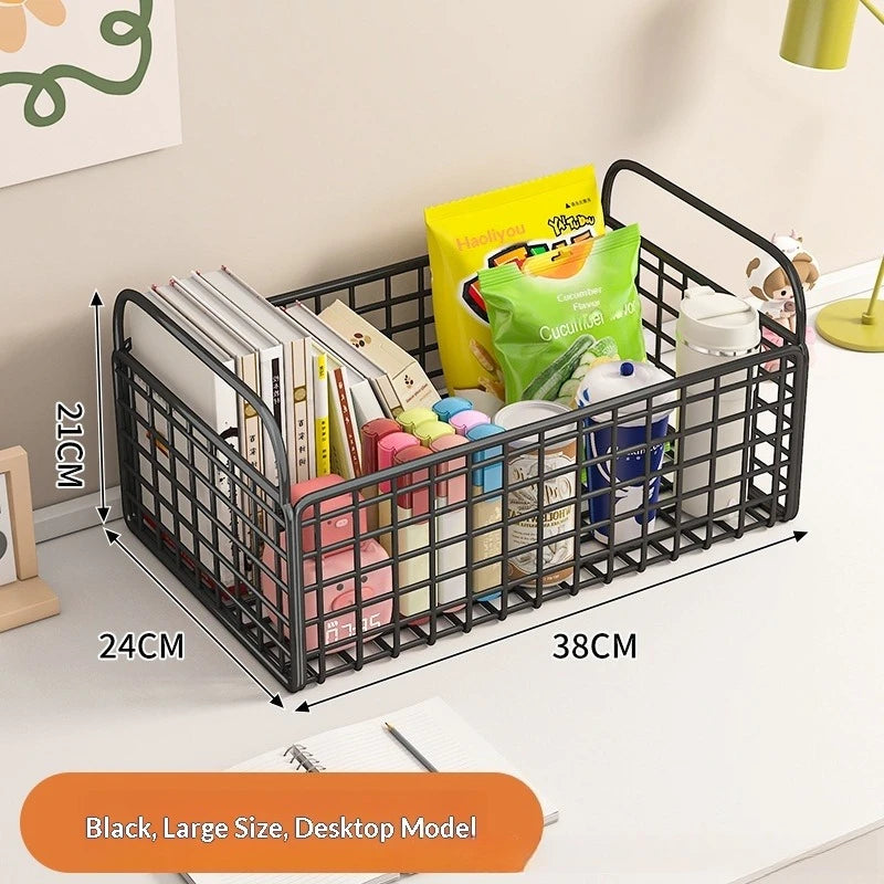 Under Desk Book Organizer – 360° Rotatable Metal Storage Box