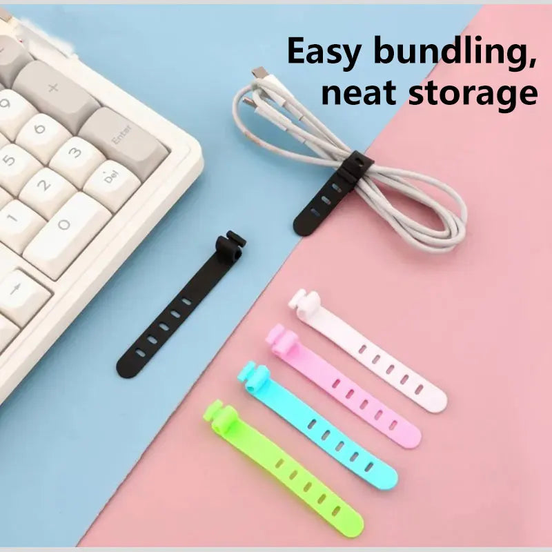 10-Pack Silicone Cable Ties – Cord & Wire Organizer Clips