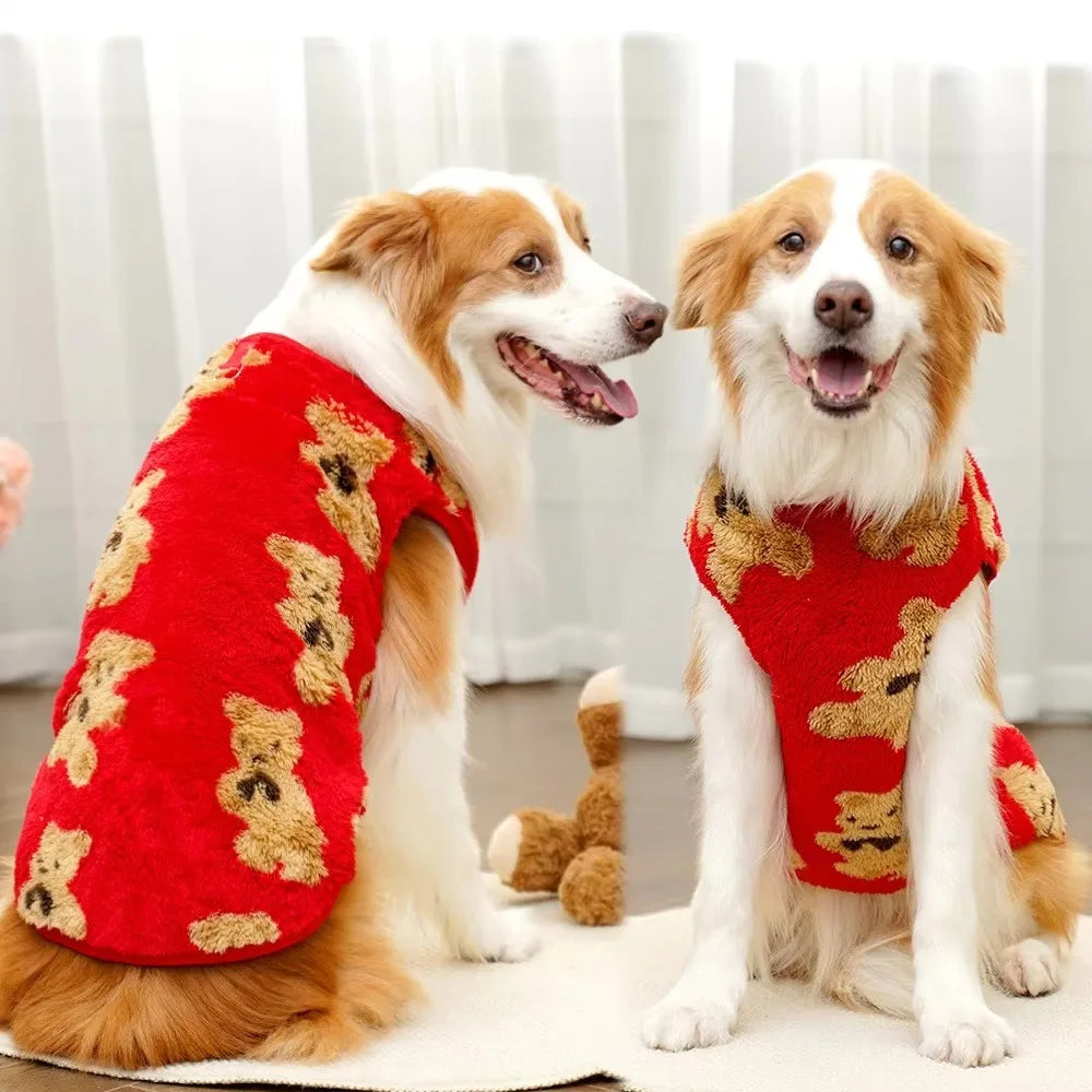 Winter Dog Fleece Vest – Bear Pattern, Sizes 3XL–9XL
