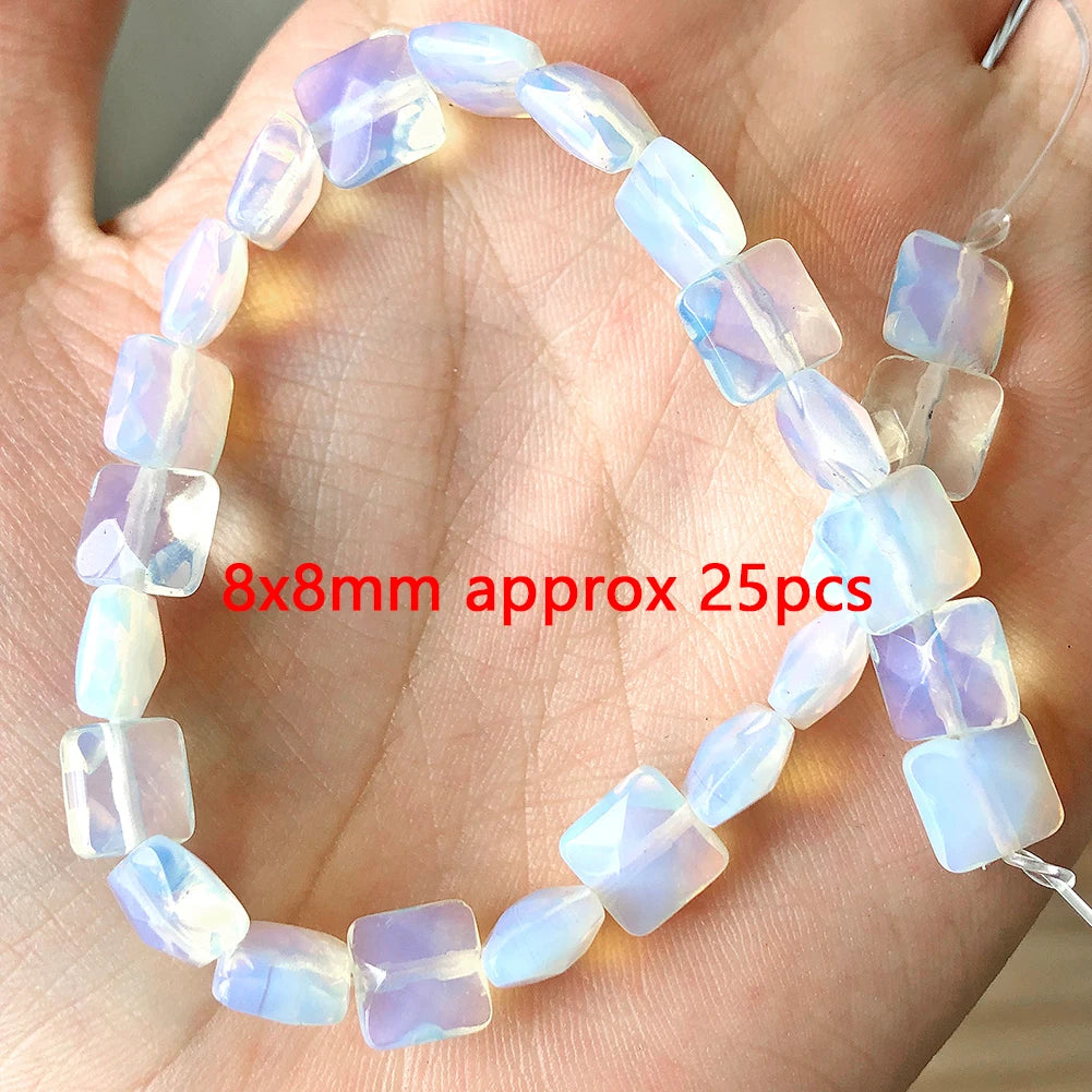 White Opalite Stone Beads 8mm Round Rondelle – DIY Jewelry Making
