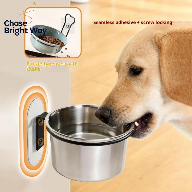 Wall Mounted Pet Bowl – No-Drill Stainless Steel Feeder