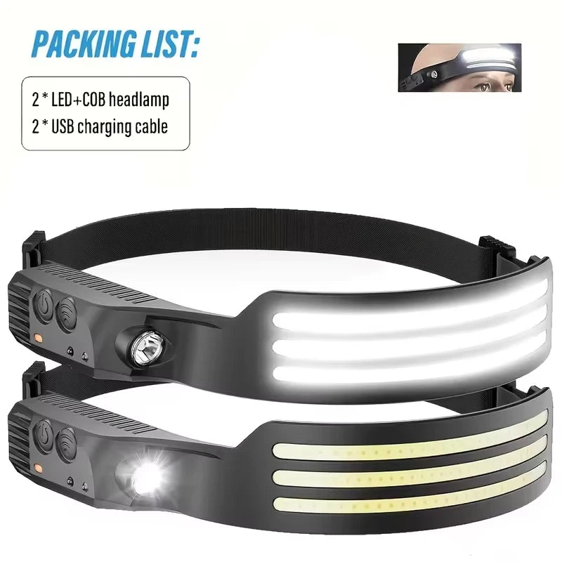 USB Rechargeable COB LED Headlamp | Sensor Touch, IPX4