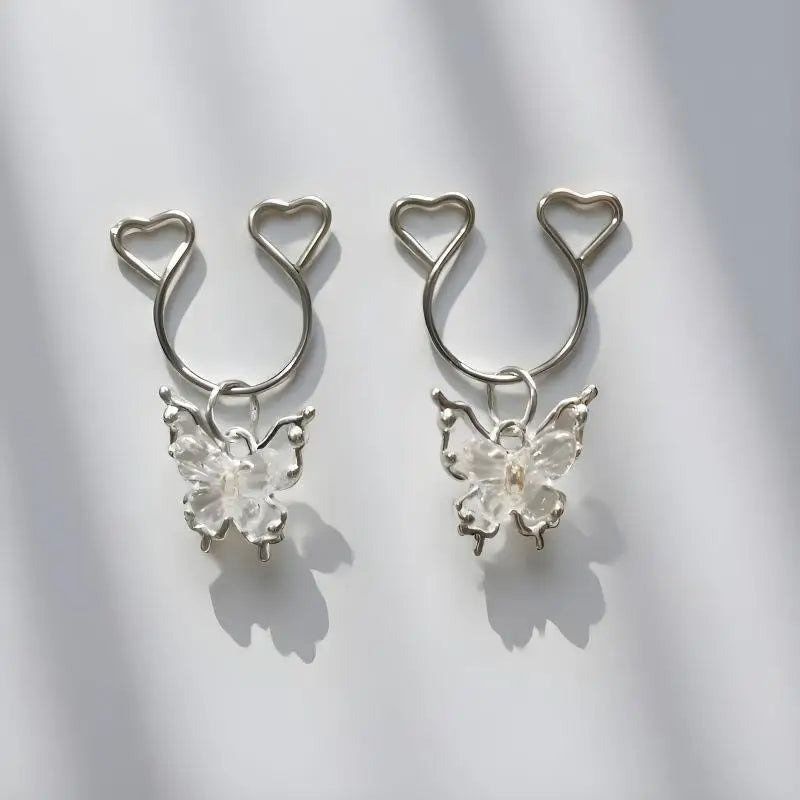 Non-Piercing Dangle Heart Clip-On Body Jewelry – 2Pcs