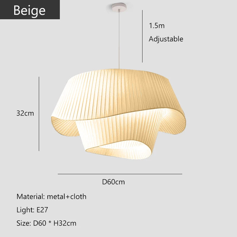 Wabi-Sabi Fabric Pendant Light | Nordic Cream Hanging Lamp