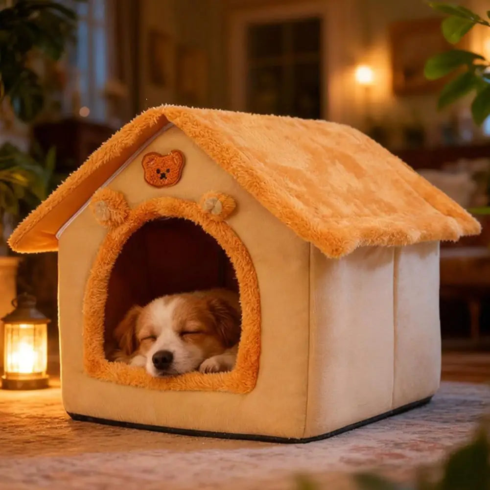 Thickened Warm Pet House – Washable Plush Cave Bed for Cats & Dogs