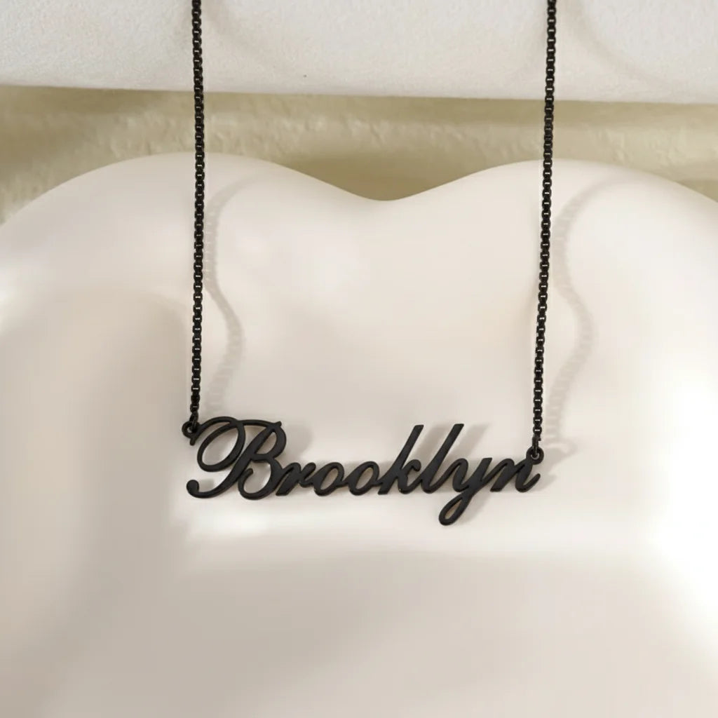 Custom Name Pendant Necklace – 18K Gold Plated Stainless Steel