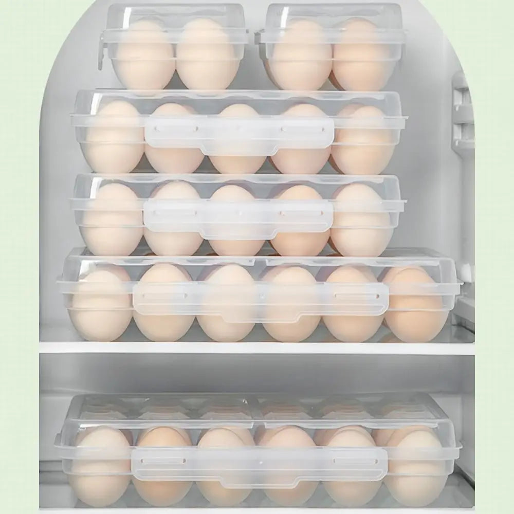 Stackable Plastic Egg Holder with Lid – Transparent Egg Organizer