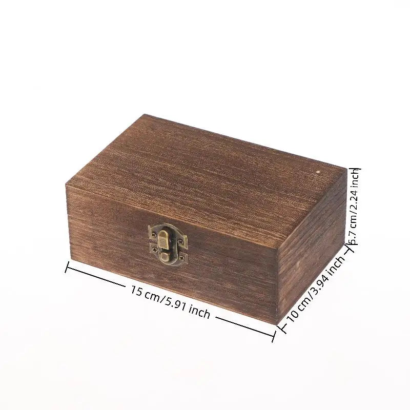 Vintage Wooden Hinged Box – Jewelry & Craft Storage with Lid