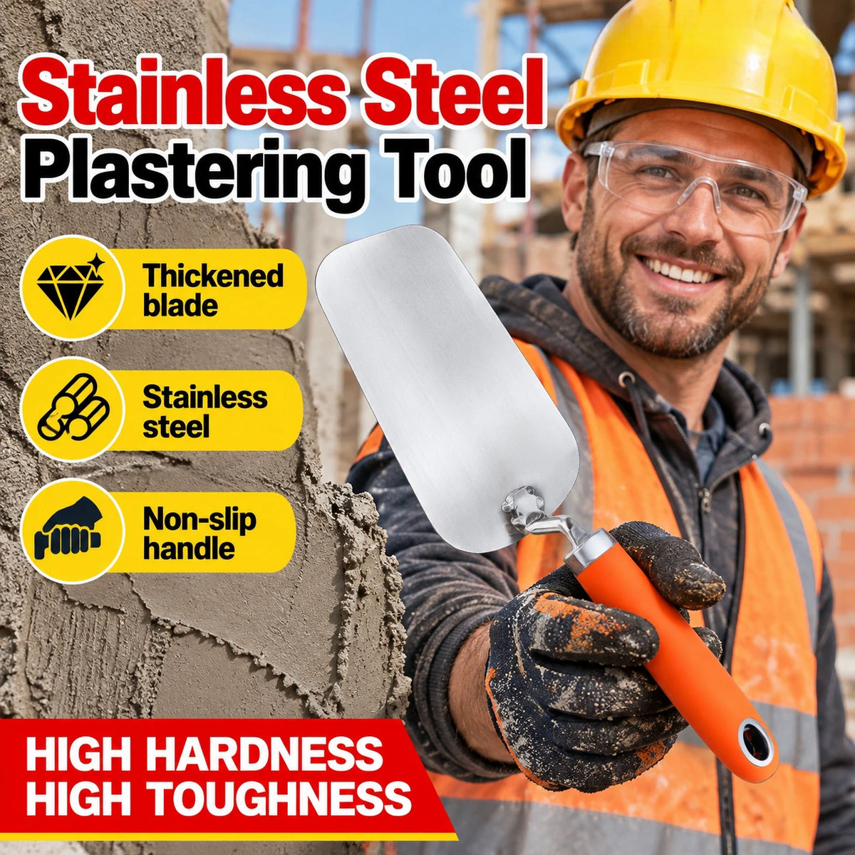 Stainless Steel Brick Trowel – Double-Sided Masonry Hand Tool