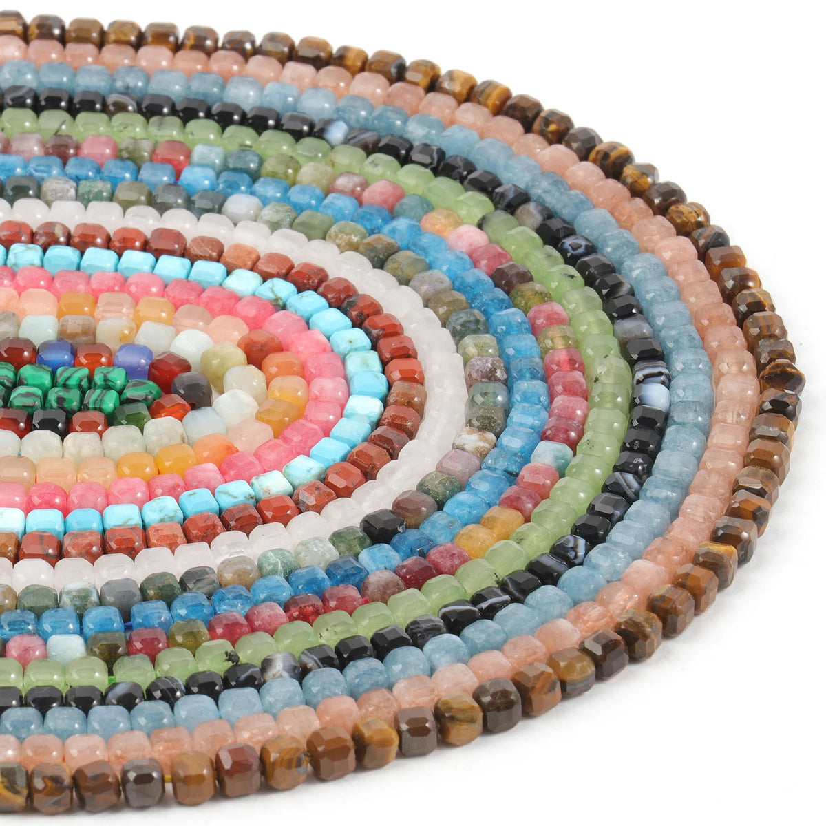 Tiger Eye Faceted Cube Beads 5mm – Natural Stone Spacer Strand