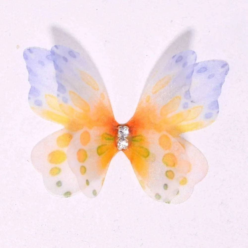 50-Pack 3D Organza Butterfly Appliques – Rhinestone Chiffon Patches