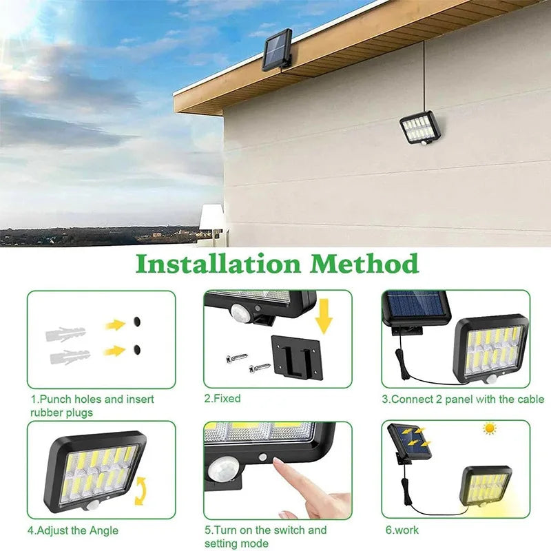 Solar Split Wall Light – PIR Motion Sensor IP65 COB LED Outdoor