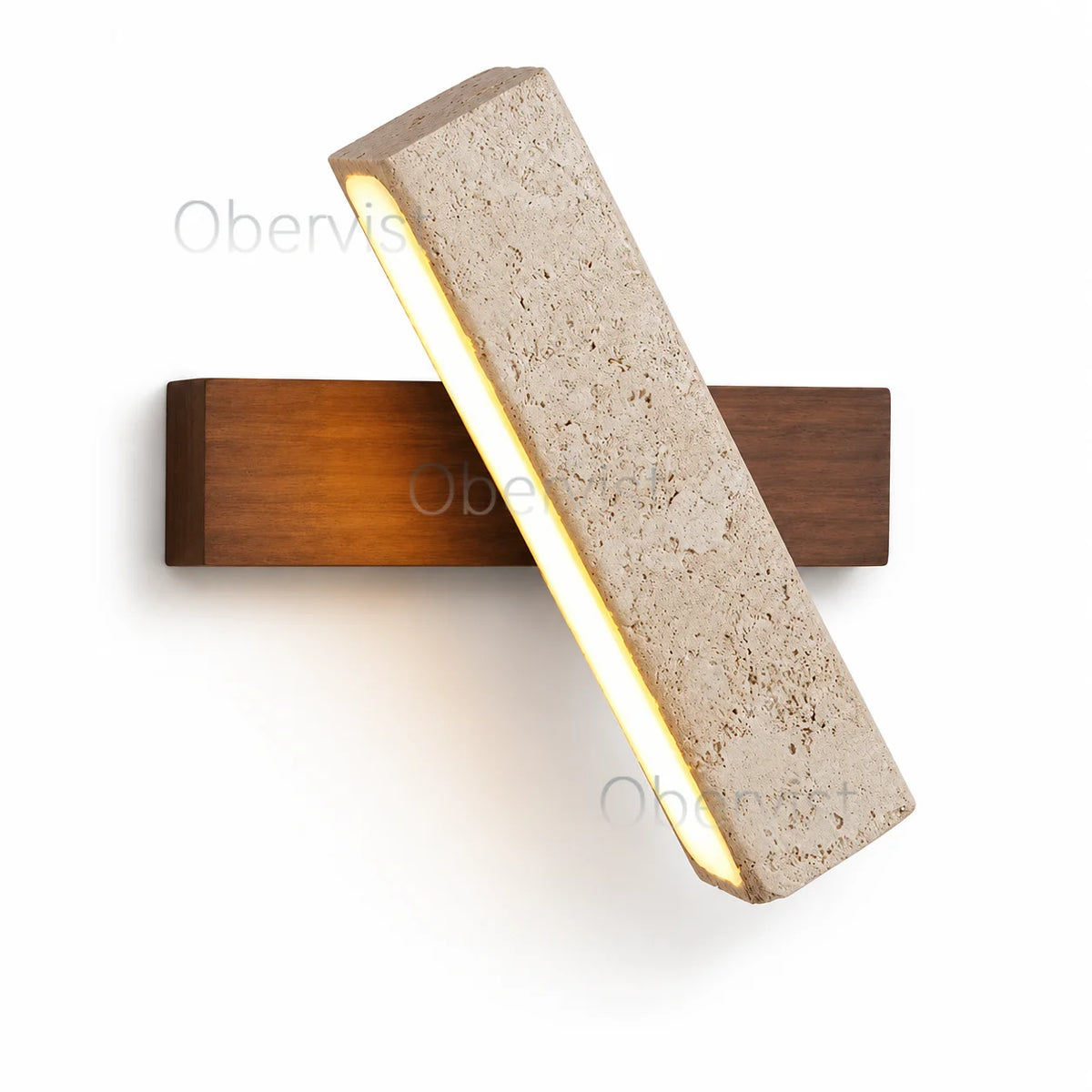 Wabi-Sabi Travertine LED Wall Sconce | Rotatable Pull Chain Lamp