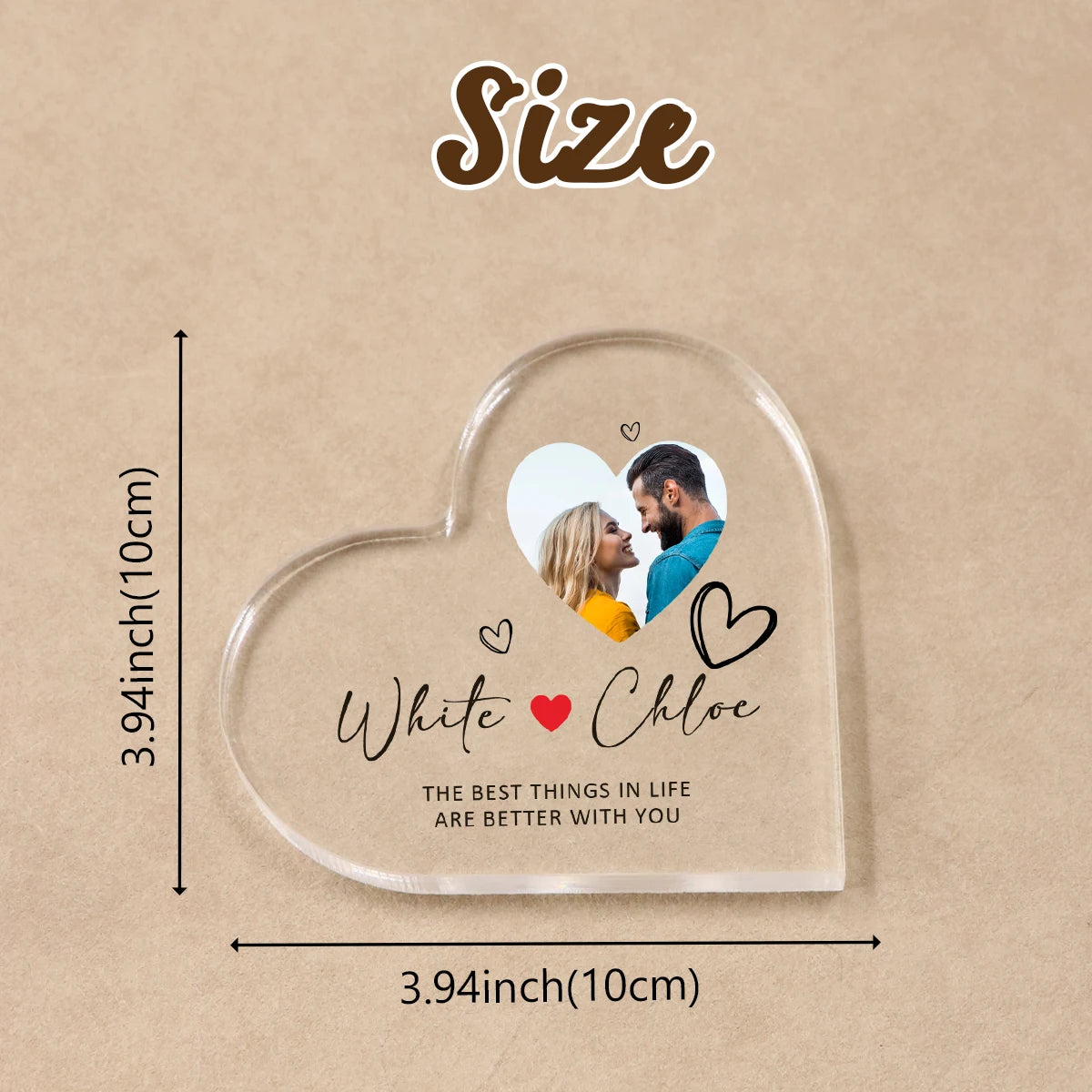 Personalized Heart Acrylic Ornament – Custom Name & Photo