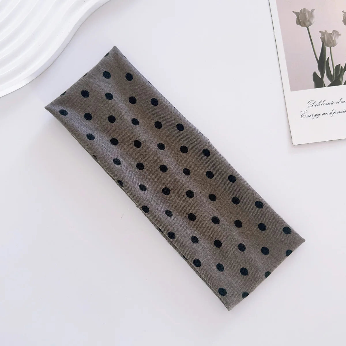 Y2K Boho Polka Dot Wide Headband – Women's Stretch Hair Wrap